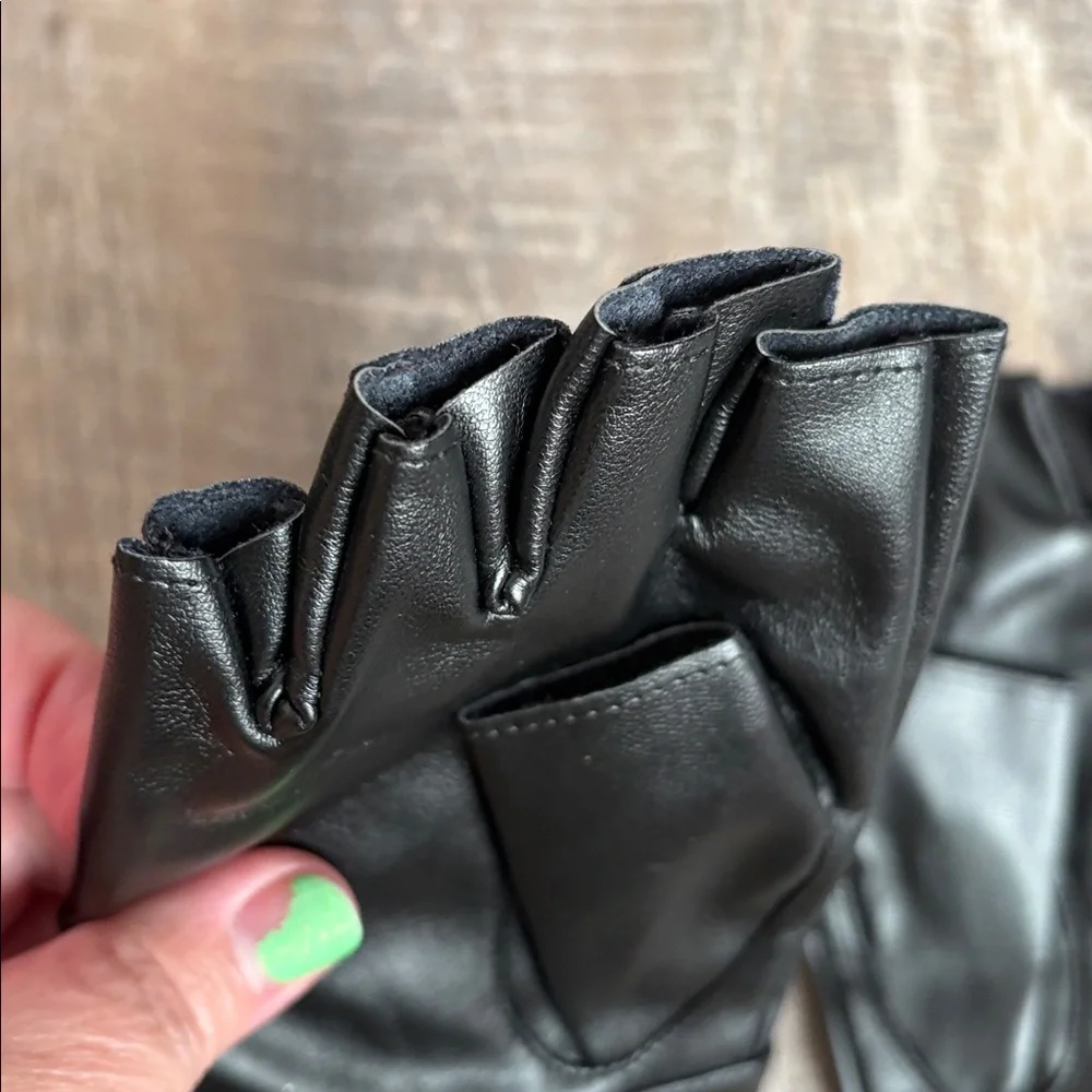 Kemimoto Faux Leather Black Fingerless Driving Gloves size S